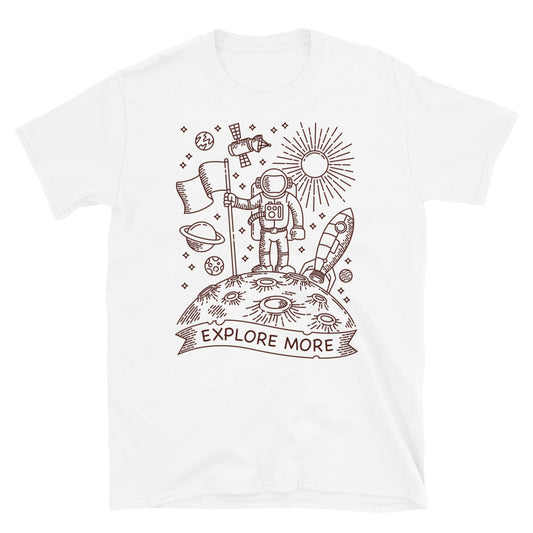 Explore More, Astronaut on the Planet - Fit Unisex Softstyle T-Shirt