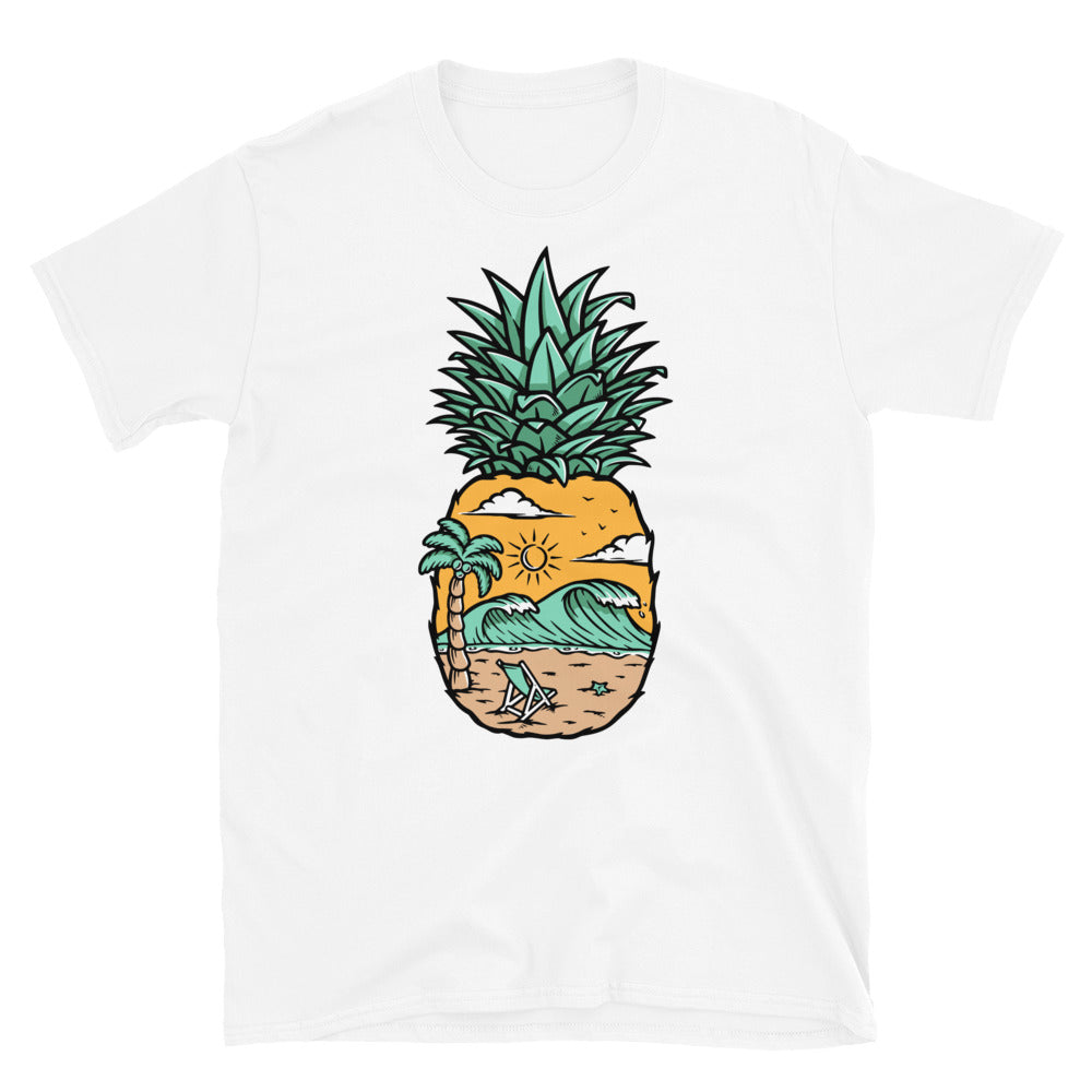 Beach View in Pineapple - Fit Unisex Softstyle T-Shirt