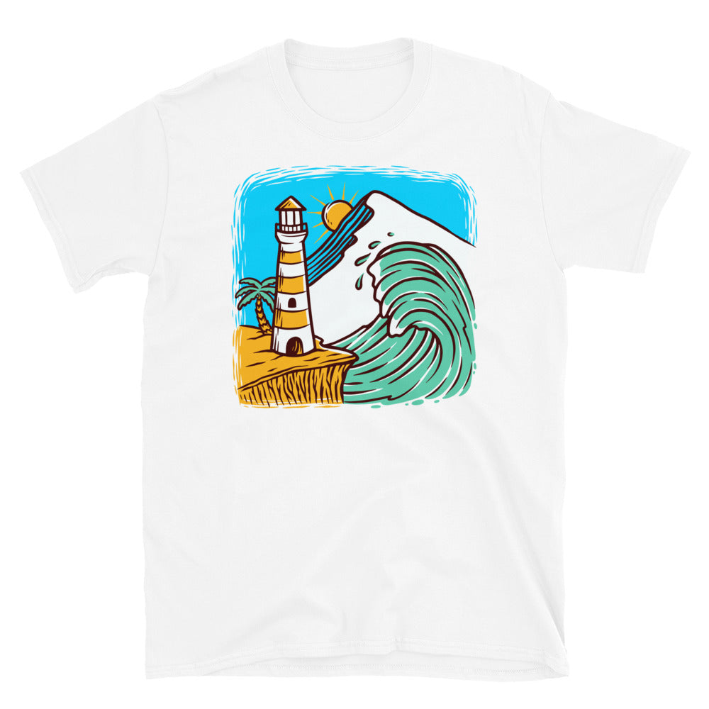 Lighthouse and waves Fit Unisex Softstyle T-Shirt